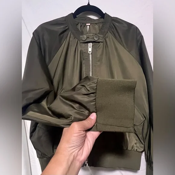 FREE PEOPLE Midnight Bomber Jacket - Moss Fall Winter Casual Trendy Chic - Picture 11 of 15